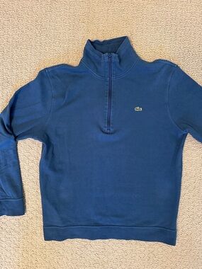 Lacoste Men's Blue Half-Zip Sweater with Croc Logo